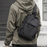 Lkblock Casual Men Chest Bag New Solid Business Outdoor High Quality Shoulder Bag Oxford Waterproof Multilayer Fashionable Small Satche