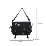 Lkblock Unisex Large Capacity Casual Fashion Single Shoulder Bag Korean Teenagers Multiple Pockets Book Bag Nylon Waterproof Travel Bag