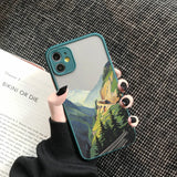 Lkblock Aesthetic Art Painted Mountain Scenery Phone Case for iphone 16 X XR XS MAX 7 8 Plus SE2 11 12 13 14 15 Pro Max Shell back Cover