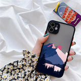 Lkblock Aesthetic Art Painted Mountain Scenery Phone Case for iphone 16 X XR XS MAX 7 8 Plus SE2 11 12 13 14 15 Pro Max Shell back Cover