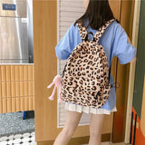 Lkblock Large Capacity Waterproof Fashion Nylon Women Backpack Female Leopard Print Travel Computer Bag College Girls School Bag