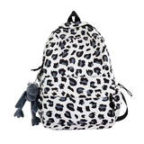 Lkblock Large Capacity Waterproof Fashion Nylon Women Backpack Female Leopard Print Travel Computer Bag College Girls School Bag