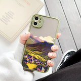 Lkblock Aesthetic Art Painted Mountain Scenery Phone Case for iphone 16 X XR XS MAX 7 8 Plus SE2 11 12 13 14 15 Pro Max Shell back Cover