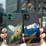 Lkblock Aesthetic Art Painted Mountain Scenery Phone Case for iphone 16 X XR XS MAX 7 8 Plus SE2 11 12 13 14 15 Pro Max Shell back Cover