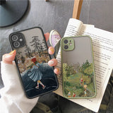 Lkblock Cartoon Scenery Girl Phone Case For iphone 7 8 Plus 16 15 14 13 11 12 Pro Max for iPhone X XR XS MAX Hard Shockproof Cover Funda