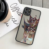 Lkblock Cartoon Scenery Girl Phone Case For iphone 7 8 Plus 16 15 14 13 11 12 Pro Max for iPhone X XR XS MAX Hard Shockproof Cover Funda