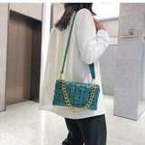 Lkblock Weave Women's Clutches chain Design Shoulder bags Small PU Leather Crossbody Bags For Women Luxury handbag ladies Sling bag