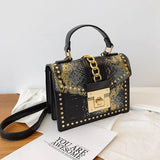 Lkblock Elegant Sequins ladies handbag small 2024 new rivet Women's Shoulder Bag High-quality PU Leather Messenger bags for female totes