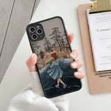 Lkblock Cartoon Scenery Girl Phone Case For iphone 7 8 Plus 16 15 14 13 11 12 Pro Max for iPhone X XR XS MAX Hard Shockproof Cover Funda