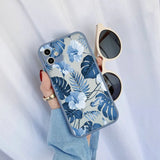 Lkblock Palm tree Leaves Plant Flower Phone Case for iphone 11 12 13 14 15 Pro Max 7 8 Plus X XR XS MAX Back Shockproof Cover Fundas