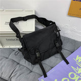 Lkblock Unisex Large Capacity Casual Fashion Single Shoulder Bag Korean Teenagers Multiple Pockets Book Bag Nylon Waterproof Travel Bag