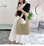 Lkblock Summer Straw Bag For Women Woven Handmade Handbag Large Capacity Lady Tote Vacation Beach Bag Rattan Shoulder Bag