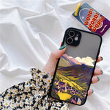 Lkblock Aesthetic Art Painted Mountain Scenery Phone Case for iphone 16 X XR XS MAX 7 8 Plus SE2 11 12 13 14 15 Pro Max Shell back Cover