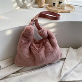 Lkblock Fluffy Bag For Women Big Shopper Shoulder Cute Crossbody Shopping Faux Fur Fashion Designer Luxury Sling Saddle Korean Bags