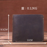 Lkblock Vintage Men Leather Wallet with Zipper Coin Pocket Handmade Short Genuine Leather Purse for Male Creative Design New