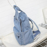 Lkblock Denim School Backpack For Women Travel bag Preppy Style backpacks for teenage girls laptop bag Daypack blue bolsas Mochila blue