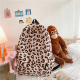 Lkblock Large Capacity Waterproof Fashion Nylon Women Backpack Female Leopard Print Travel Computer Bag College Girls School Bag