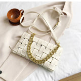 Lkblock Weave Women's Clutches chain Design Shoulder bags Small PU Leather Crossbody Bags For Women Luxury handbag ladies Sling bag