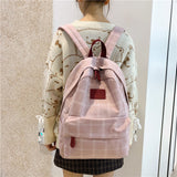 Lkblock - Fashion Girl College School Bag Casual New Simple Women Backpack Striped Book Packbags for Teenage Travel Shoulder Bag Rucksack