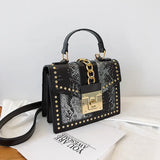 Lkblock Elegant Sequins ladies handbag small 2024 new rivet Women's Shoulder Bag High-quality PU Leather Messenger bags for female totes