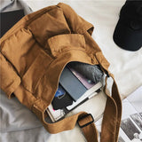 Lkblock Women's Shoulder Bags Large Capacity Canvas Shopping Bags Unisex Casual Shoulder Tote Teenager Solid Color Student Crossbody Bag