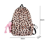 Lkblock Large Capacity Waterproof Fashion Nylon Women Backpack Female Leopard Print Travel Computer Bag College Girls School Bag