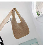 Lkblock Summer Straw Bag For Women Woven Handmade Handbag Large Capacity Lady Tote Vacation Beach Bag Rattan Shoulder Bag