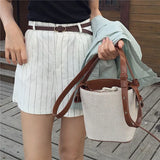 Lkblock Canvas Bucket Bag for Women's Crossbody Bags Beach Handbag small Korean style female Shoulder Messenger Bag 2024 new Totes