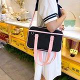 Lkblock JK Uniform Bag School Girls Preppy Style Japanese JK Shoulder Bag Small Nylon Bag Handbags Simple Hand Bag Crossbody Bags Women