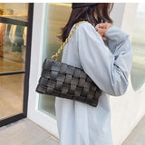 Lkblock Weave Women's Clutches chain Design Shoulder bags Small PU Leather Crossbody Bags For Women Luxury handbag ladies Sling bag