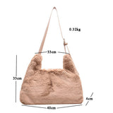 Lkblock Fluffy Bag For Women Big Shopper Shoulder Cute Crossbody Shopping Faux Fur Fashion Designer Luxury Sling Saddle Korean Bags