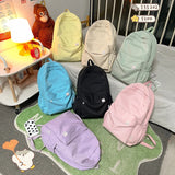 Lkblock High Quality Waterproof Solid Color Nylon Women Backpack College Style Travel Rucksack School Bags for Teenage Girl Boys New