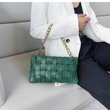 Lkblock Weave Women's Clutches chain Design Shoulder bags Small PU Leather Crossbody Bags For Women Luxury handbag ladies Sling bag