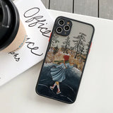 Lkblock Cartoon Scenery Girl Phone Case For iphone 7 8 Plus 16 15 14 13 11 12 Pro Max for iPhone X XR XS MAX Hard Shockproof Cover Funda