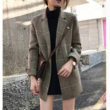 business casual outfits for women Plaid Suit Jacket for Women 2024 Autumn and Winter New Slim-Fit Mid-Length Retro Plaid Woolen Small Suit