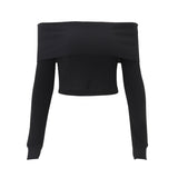 going out outfits Women's Gentle Style Fashion Street off-Shoulder Thread Knitted Sexy Slimming Long-Sleeved Top for Women