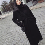 going out outfits Black Woolen Coat Women's Mid-Length Korean Style Coat New Autumn and Winter over-the-Knee Hepburn Style Woolen Fashion