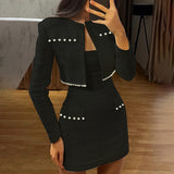 =birthday outfit Autumn New Long-Sleeved Coat Fashionable Socialite Elegant Slim-Fit Suspender Skirt 