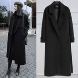 going out outfits Black Woolen Coat Women's Mid-Length Korean Style Coat New Autumn and Winter over-the-Knee Hepburn Style Woolen Fashion