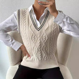 business casual outfits for women 2024 Autumn and Winter Fashion New Wear V-neck Knitted Vest (without Shirt)