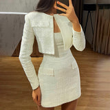 =birthday outfit Autumn New Long-Sleeved Coat Fashionable Socialite Elegant Slim-Fit Suspender Skirt 