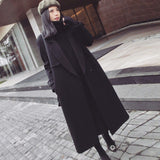 going out outfits Black Woolen Coat Women's Mid-Length Korean Style Coat New Autumn and Winter over-the-Knee Hepburn Style Woolen Fashion