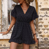 main character dress to impress Summer New Women's Solid Color Ruffled One-Piece Shorts