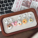 Lkblock Cute Cartoon Donut Keychain for Women Funny Bunny Bear Key Chains Bag Pendant Couple Girlfriend Kids Gift DIY Accessories