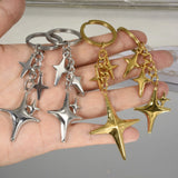 Lkblock Y2K Gold Plated Keychains Star Stainless Steel Key Rings For Women Men Friendship Gift Handbag Bag Decoration Handmade Jewelry