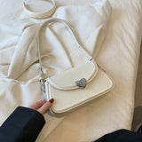 Lkblock Loving Heart Buckle Crossbody Bags For Women Luxury Designer Handbags Silver Color Small Shoulder Underarm Phone Bag