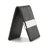 Lkblock New Fashion Men's Leather Money Clips Wallet Multifunctional Thin Man Card Purses Women Metal Clamp For Money Cash Holder