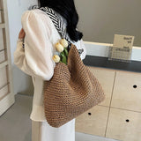 Lkblock Fashion Summer Straw Crossbody Bag Women Beach Holiday Shopping Woven Shoulder Handbag Messenger Purses for Women Bags