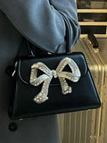 Lkblock Shiny Rhinestone Evening Clutch Bags Women New Bow Crystal Clip Purses And Handbags Luxury Designer Wedding Party High Quality