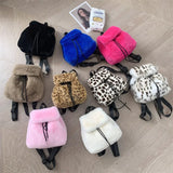 Lkblock Japanese Girls Students Fluffy Backpack New Sweet Drawstring Solid All Match Schoolbags Women Casual Fur Y2k Aesthetic Backpacks